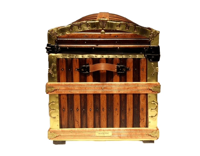 Antique wooden chest with metal accents.
