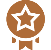 Bronze medal with star and ribbon design.